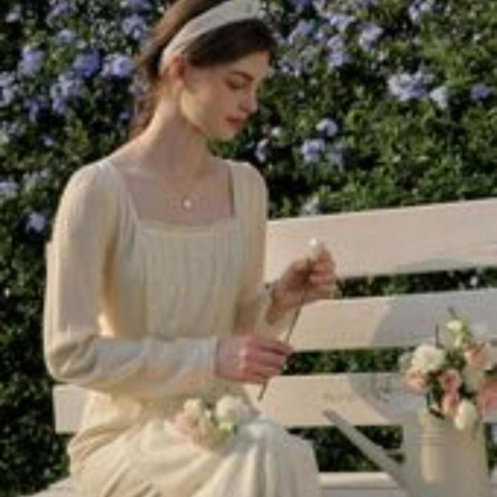 Simple Retro Lace Patchwork Cottage Core Yellow M Coquette Lace Dress‎ - Picture 2 of 15